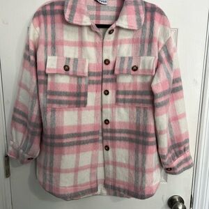 Katydid Kids Plaid Jacket in Pink and Gray